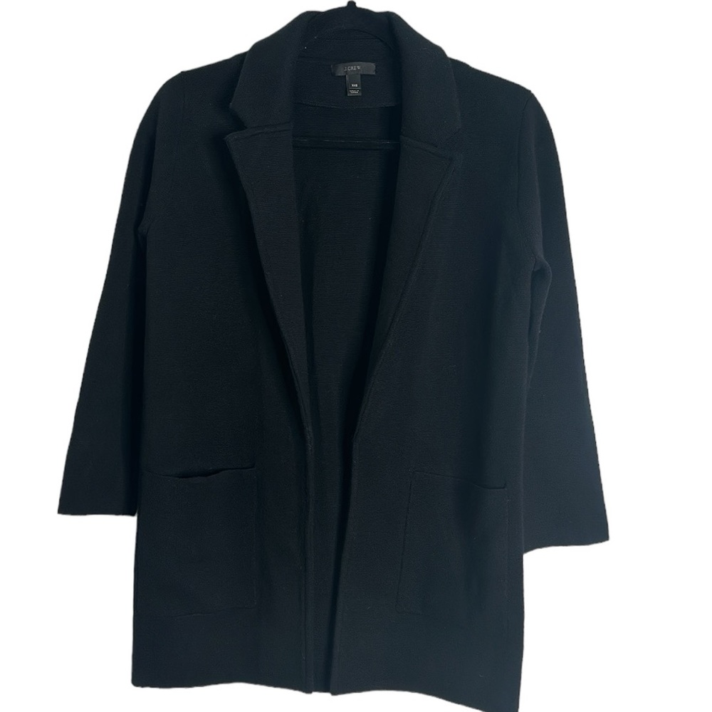 J crew black Marino wool blend sweater blazer size XS office career